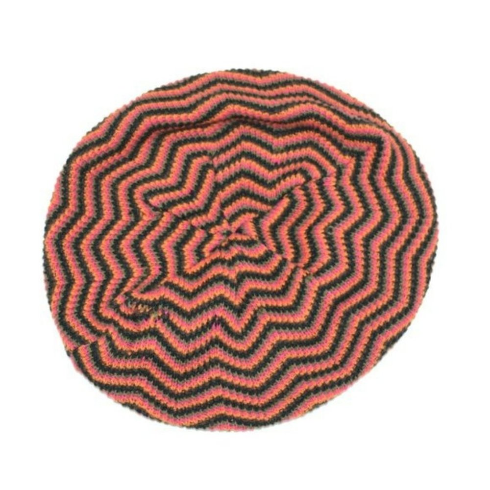 Stylish Pink and Black Zigzag Beret